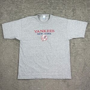 Salem Sportswear T-Shirt Mens XL Gray Yankees Embroidered Vintage Made in USA